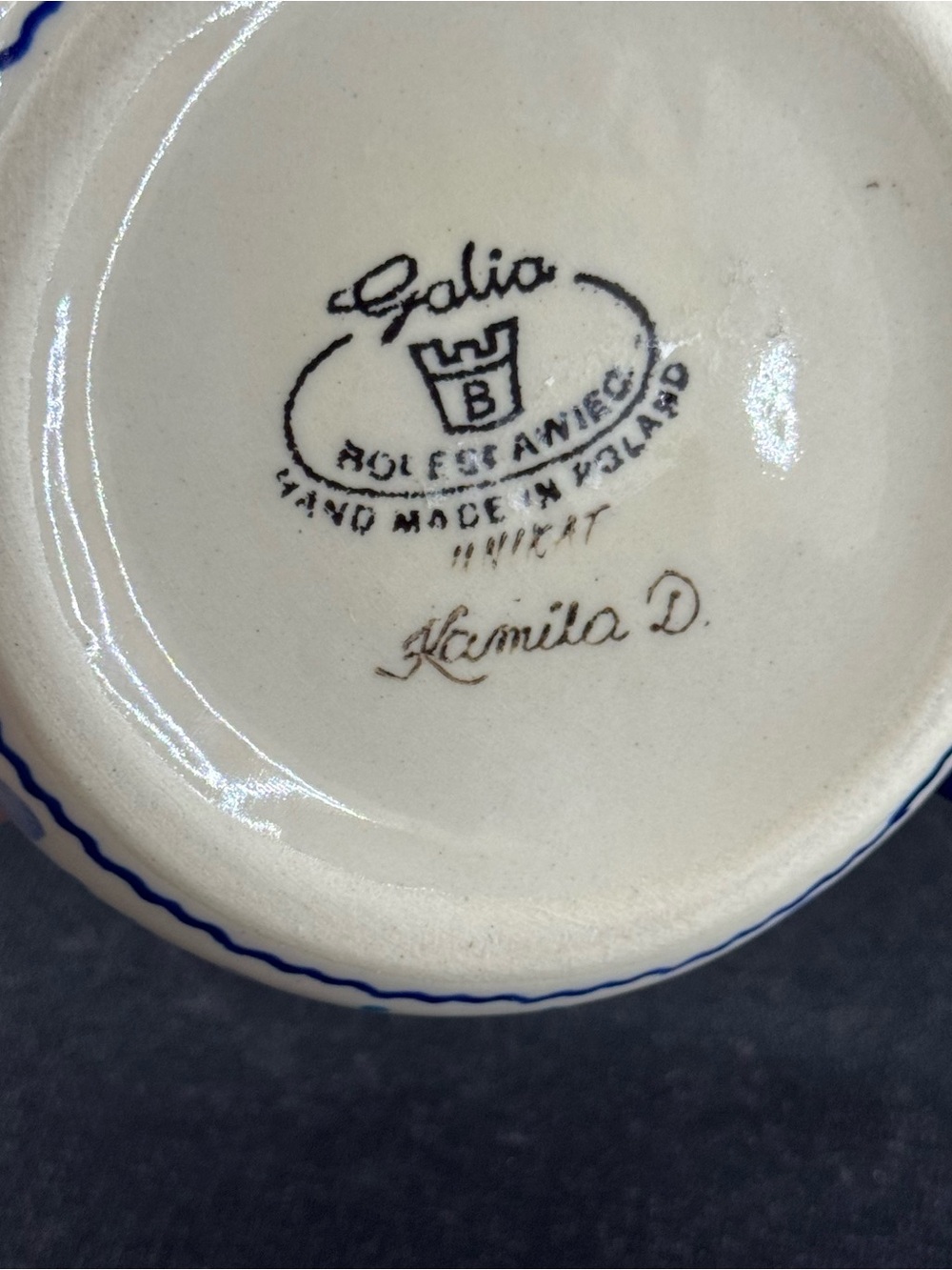 Polish Pottery Bowleslawiec Gravy Boat Creamer Winter Snow Christmas Holidays - Picture 6 of 8